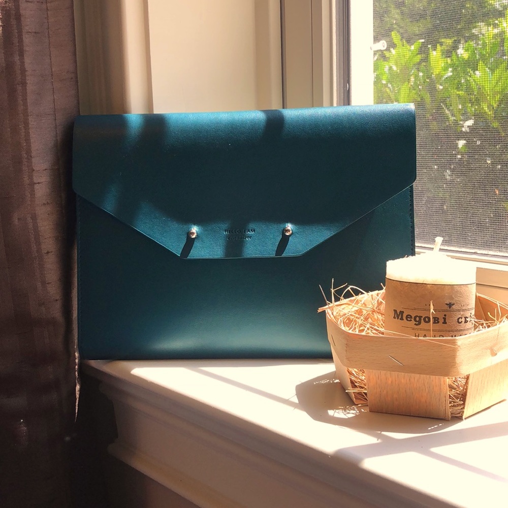 Emerald green Leather foldable organizer A5